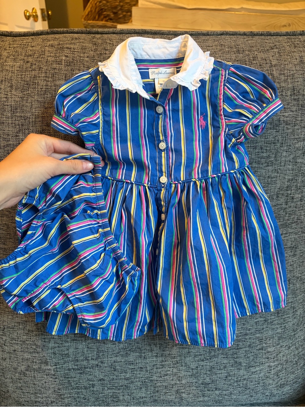 Ralph Lauren baby girl Shirtdress & Bloomers 6 mo striped